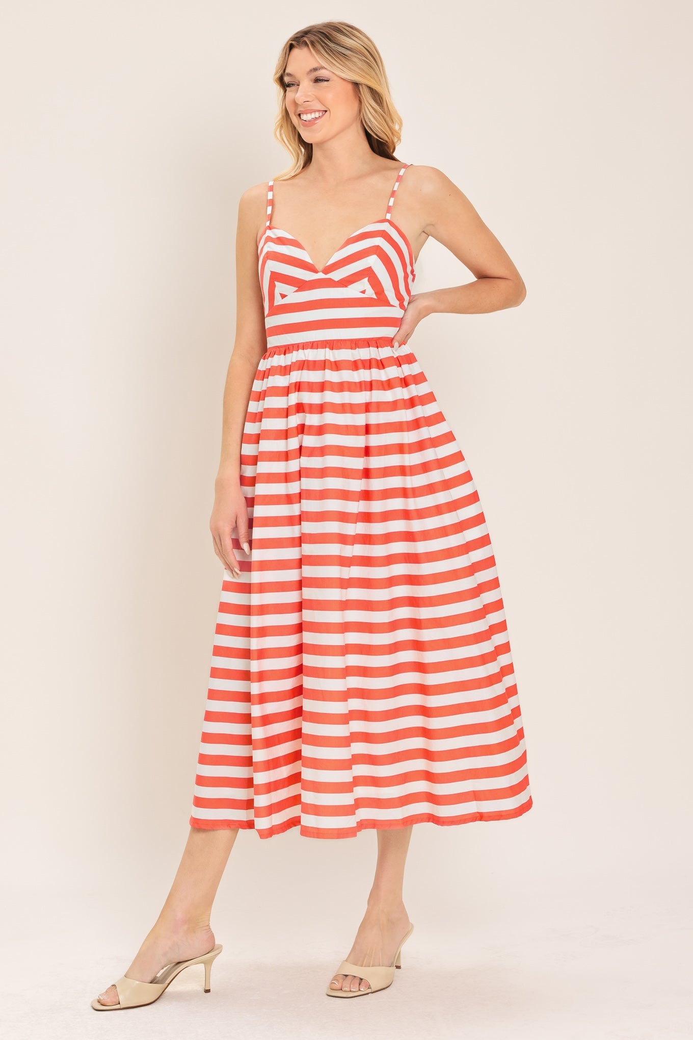 BOARDWALK STRIPE WOVEN MIDI DRESS