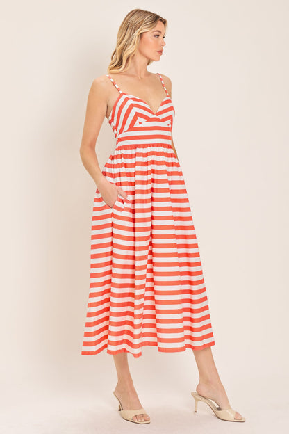 BOARDWALK STRIPE WOVEN MIDI DRESS