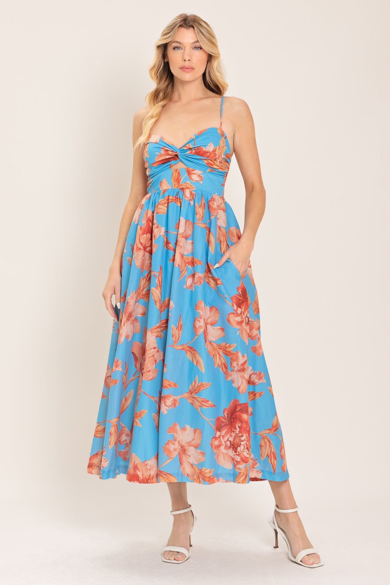 LAGOON ROMANCE WOVEN MIDI DRESS