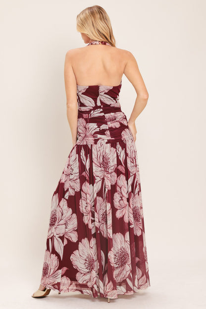 ROSEWOOD ROMANCE POWER MESH MAXI DRESS