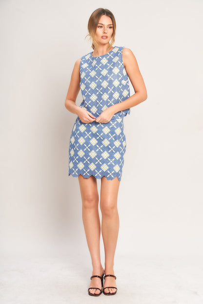 COASTAL WOVEN LACE MINI SKIRT