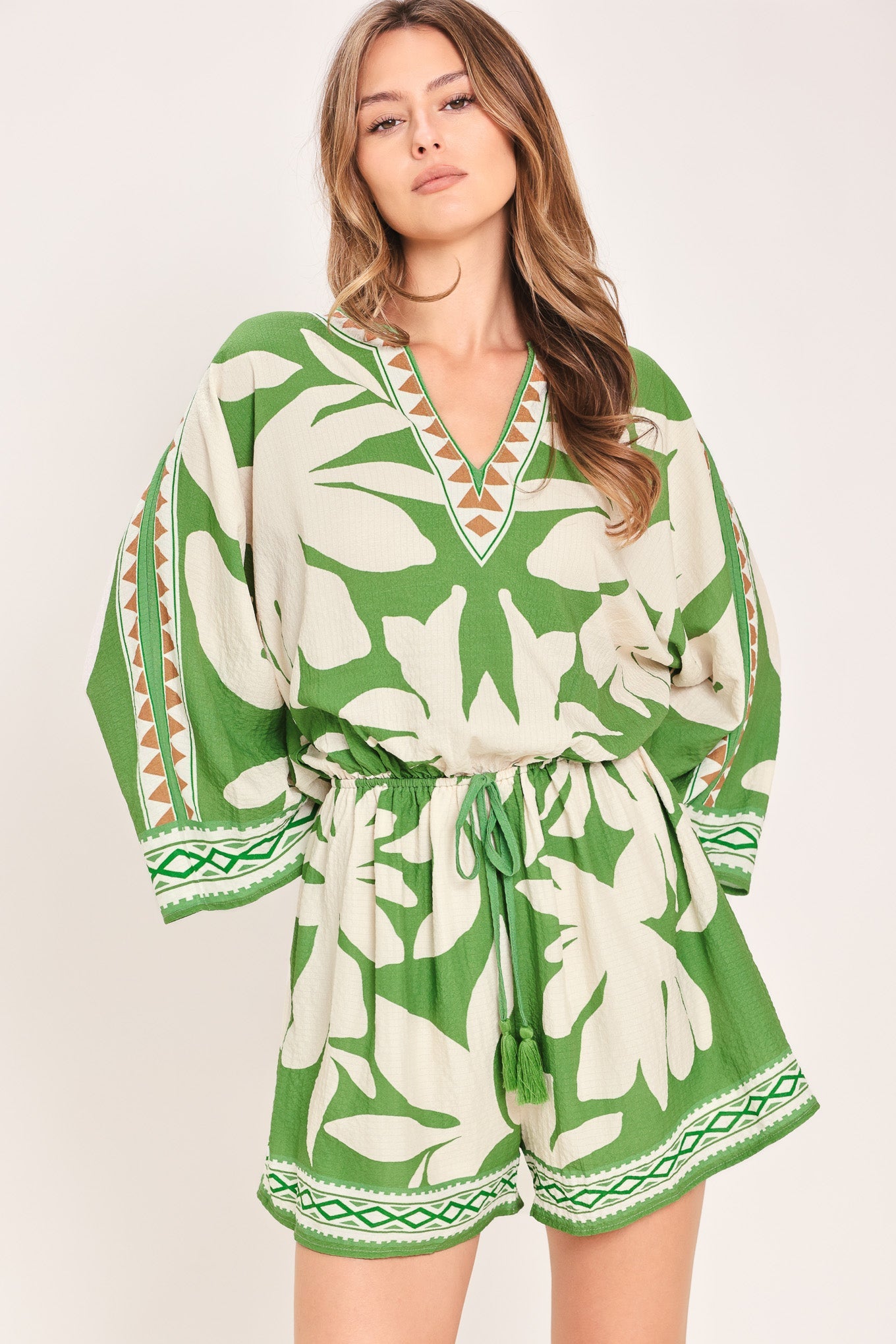 VACATION MODE WOVEN ROMPER