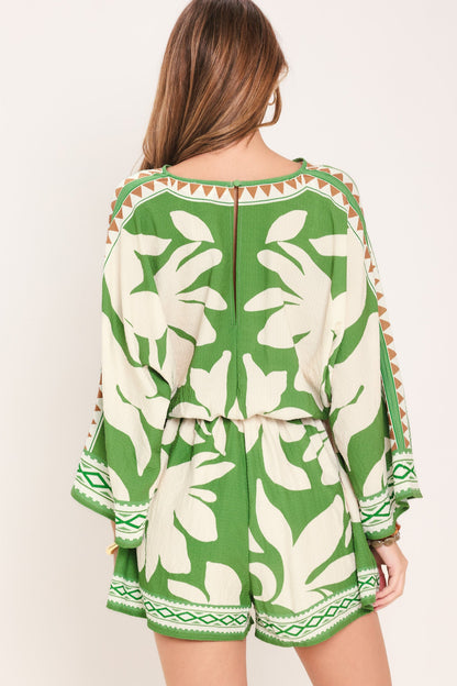 VACATION MODE WOVEN ROMPER