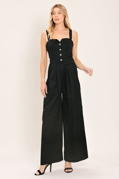 BLACK TIE ROMANCE WOVEN JUMPSUIT