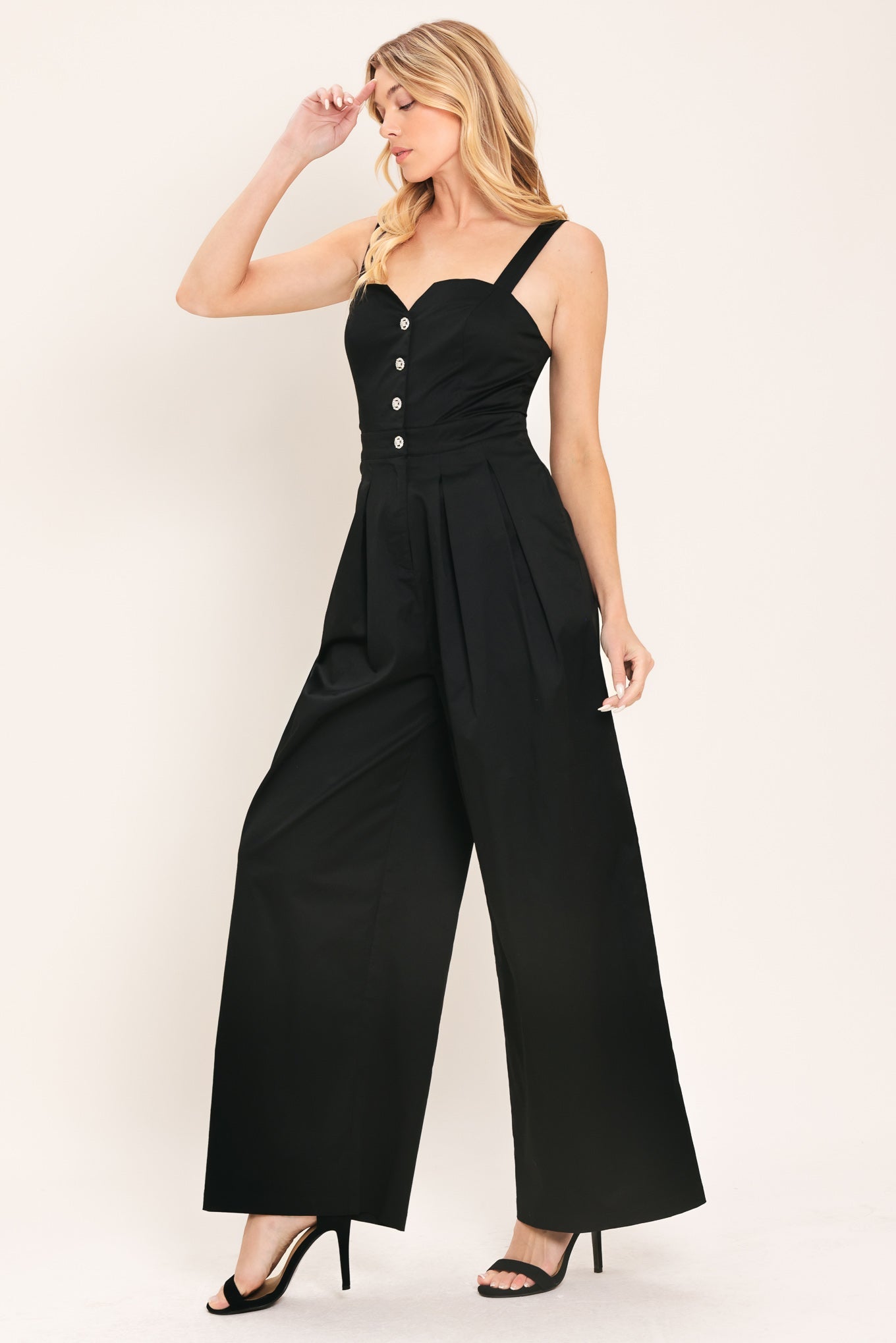 BLACK TIE ROMANCE WOVEN JUMPSUIT