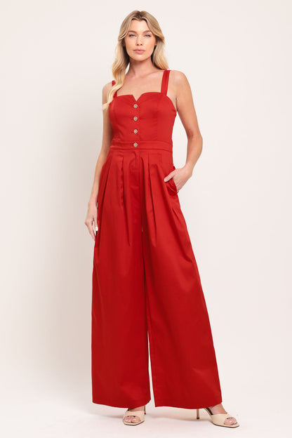 BLACK TIE ROMANCE WOVEN JUMPSUIT