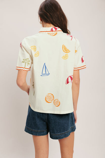 BEACH DAY CITRUS WOVEN TOP