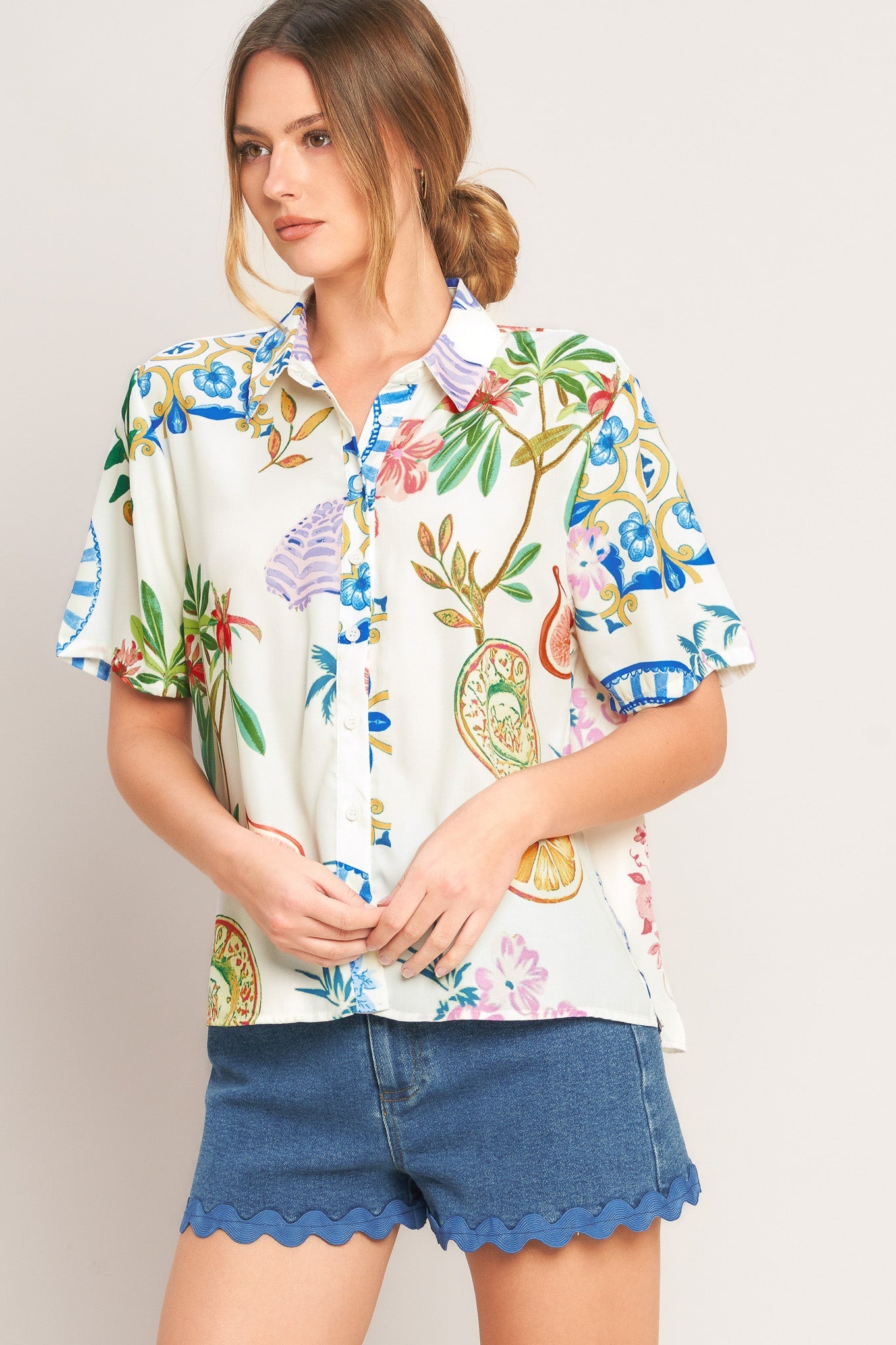 SUMMER PORCELAIN WOVEN TOP