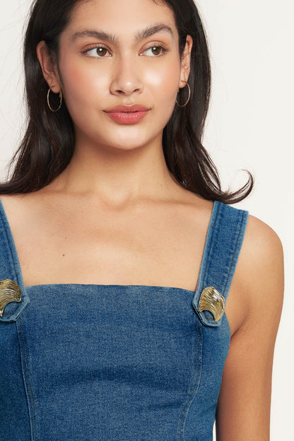 SWEET DENIM PEPLUM TOP