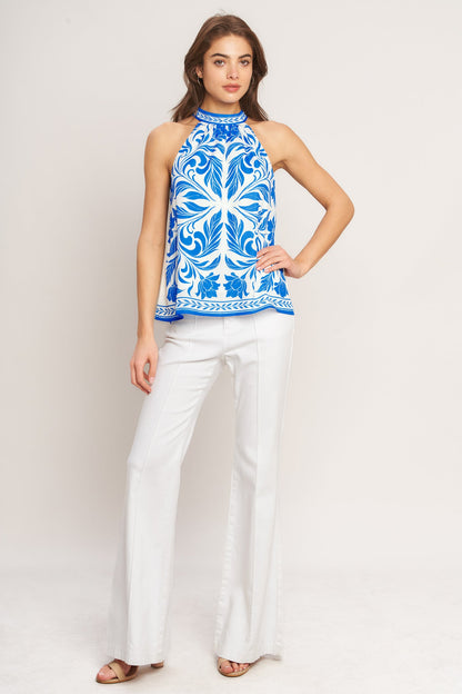 COASTAL CHARM HALTER WOVEN TOP