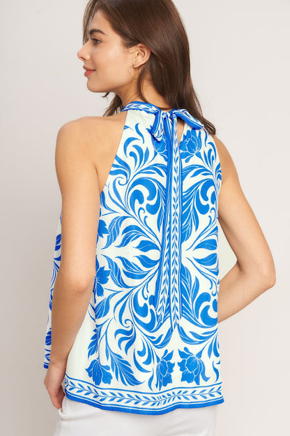COASTAL CHARM HALTER WOVEN TOP