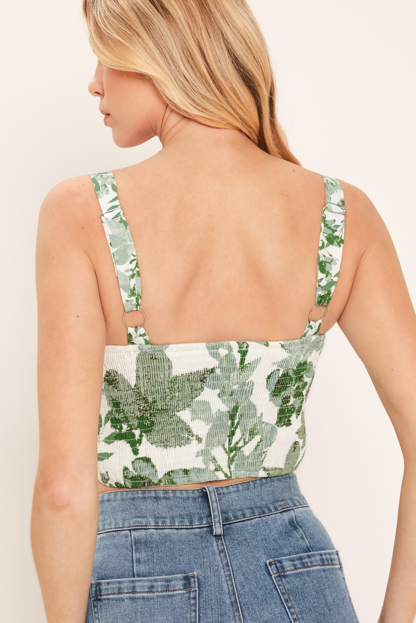 GREENHOUSE ROMANCE WOVEN BUSTIER TOP