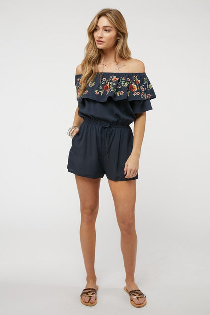 Floral Embroidered Romper