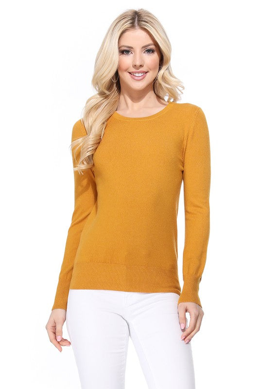 Crew Neck Long Sleeve Light Basic Casual Knit Top