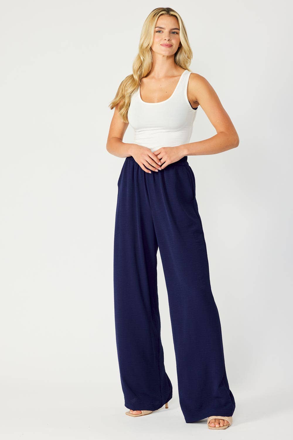 ELASTIC WAISTBAND TROUSER, NAVY