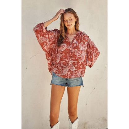 Rose Paisley Batwing Blouse