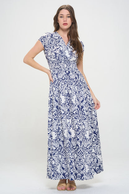 Printed Smocked Waist Maxi Dress