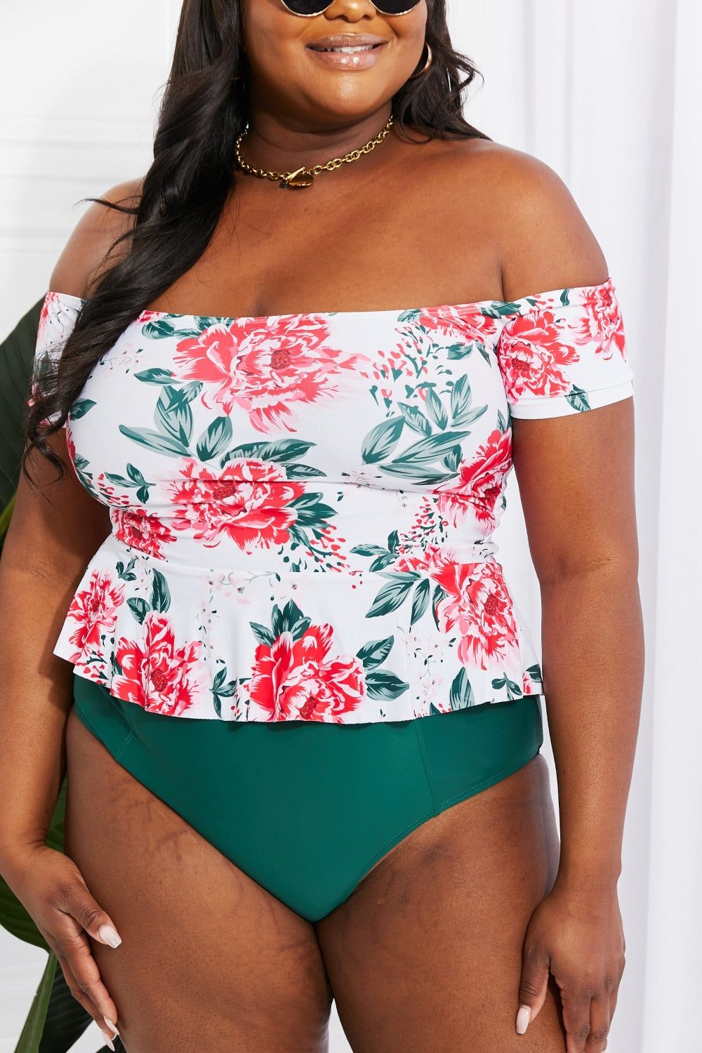 Coastal Cutie Off-Shoulder Swim Tankini Set