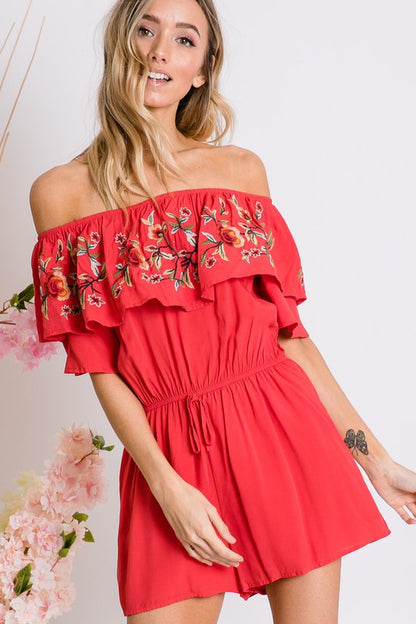 Floral Embroidered Romper