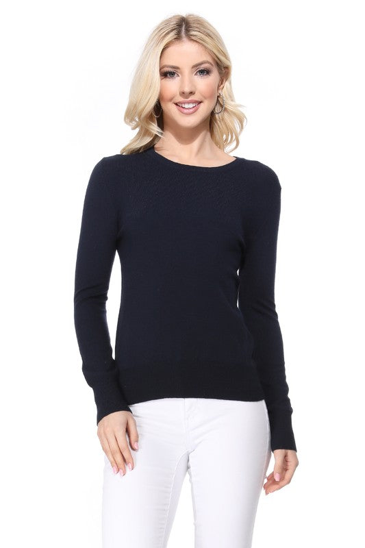 Crew Neck Long Sleeve Light Basic Casual Knit Top