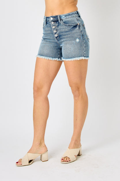 Judy Blue-Raw Hem Denim Shorts