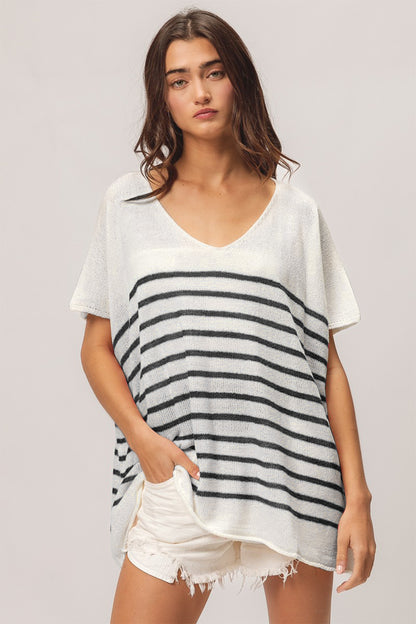 Striped Short Sleeve Top