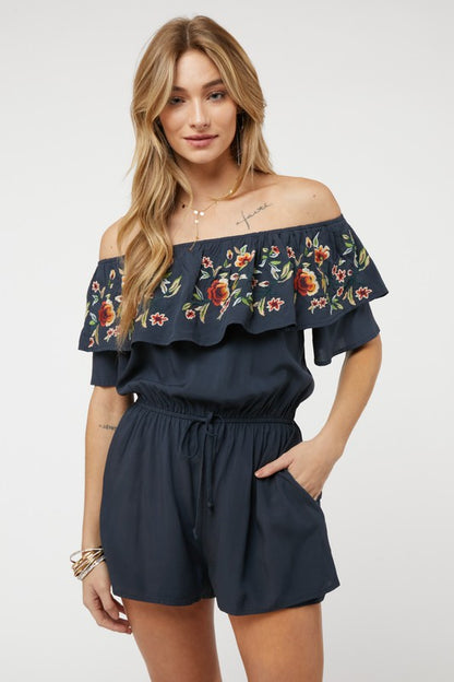 Floral Embroidered Romper