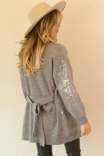 SEQUIN LONG KNIT CARDIGAN-W2309JO56492