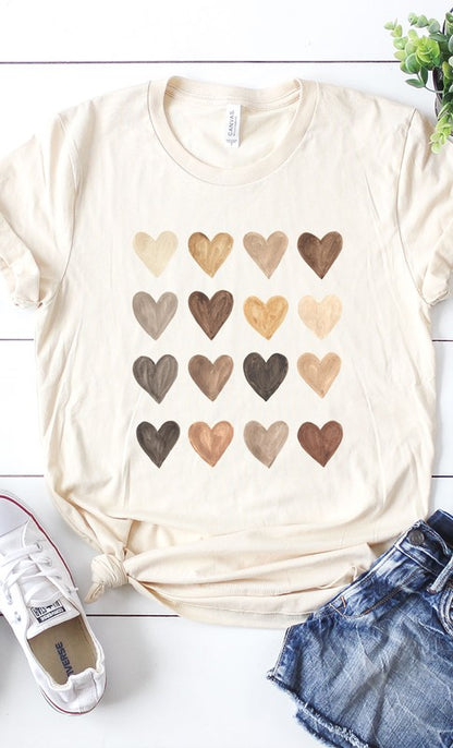 Neutral Heart Grid Graphic Tee