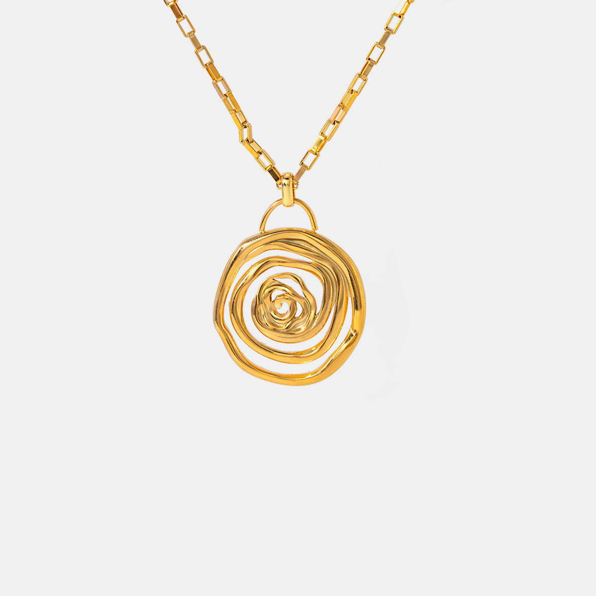 18K Gold-Plated Stainless Steel Spiral Pendant Necklace