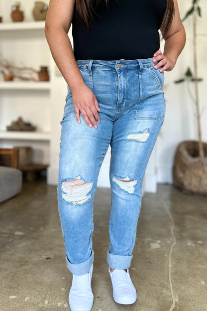 Judy Blue Full Size Distressed Straight Jeans