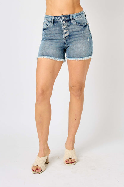 Judy Blue-Raw Hem Denim Shorts