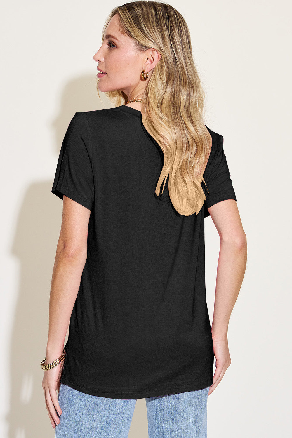 Famous Bamboo V-Neck High-Low Tee