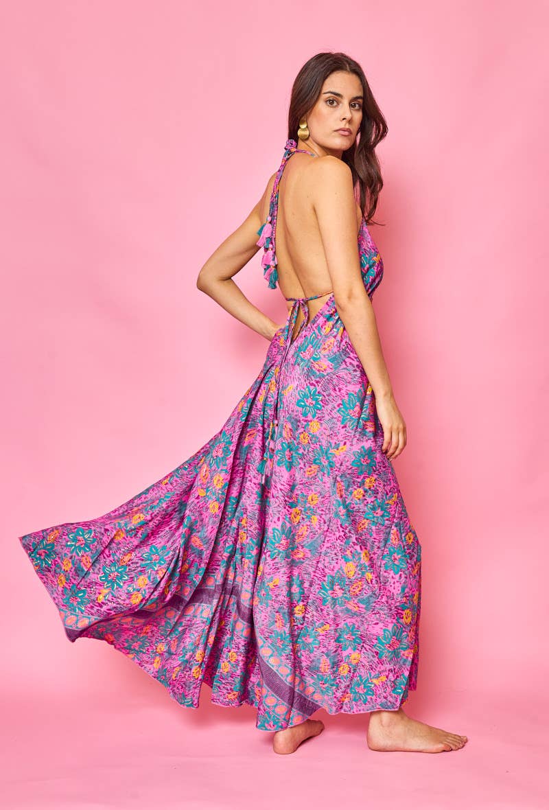 Silk Halter Maxi Dress